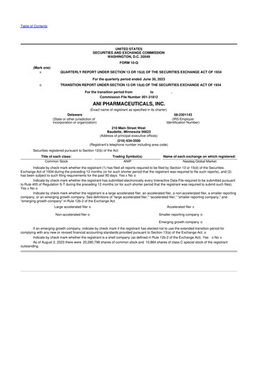 Thumbnail ANI Pharmaceuticals 10-Q Quarterly Report FY2023 