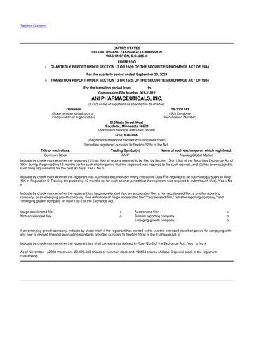 Thumbnail ANI Pharmaceuticals 10-Q Quarterly Report FY2023 