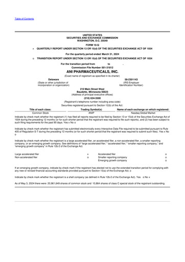 Thumbnail ANI Pharmaceuticals 10-Q Quarterly Report FY2024 