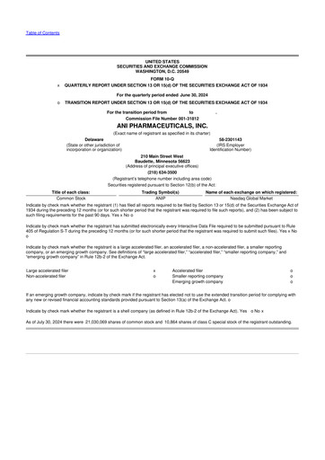 Thumbnail ANI Pharmaceuticals 10-Q Quarterly Report FY2024 