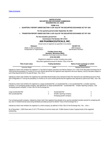 Thumbnail ANI Pharmaceuticals 10-Q Quarterly Report FY2024 