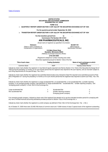 Thumbnail ANI Pharmaceuticals 10-Q Quarterly Report FY2025 