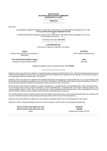 Vorschaubild Lithia Motors 10-Q Quartalsbericht 2018 