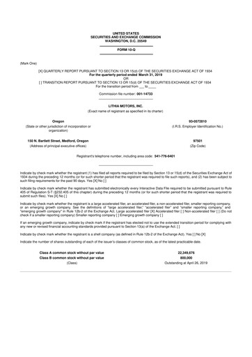 Vorschaubild Lithia Motors 10-Q Quartalsbericht 2019 