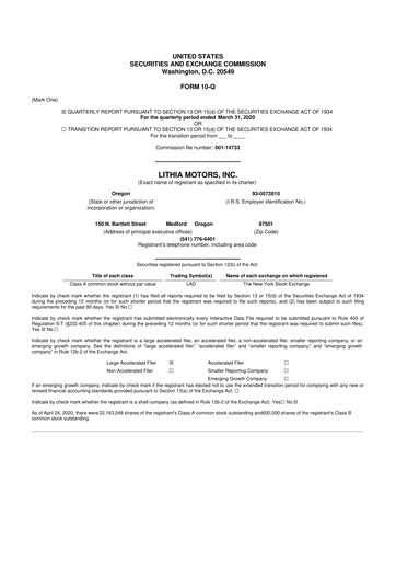 Vorschaubild Lithia Motors 10-Q Quartalsbericht 2020 