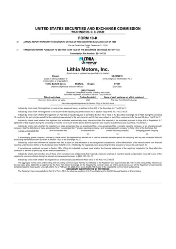 Thumbnail Lithia Motors 10-K Annual Report 2024