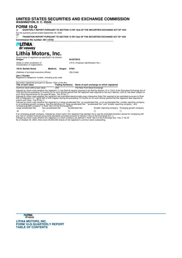 Vorschaubild Lithia Motors 10-Q Quartalsbericht 2025 