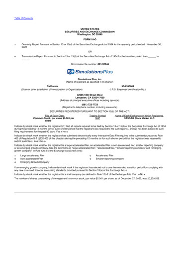 Miniature Simulations Plus
 10-Q Rapport trimestriel 2023 