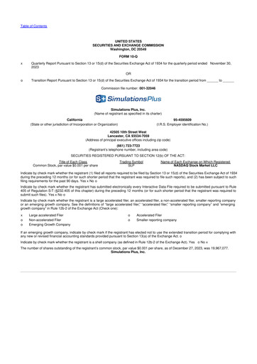Miniature Simulations Plus
 10-Q Rapport trimestriel 2024 