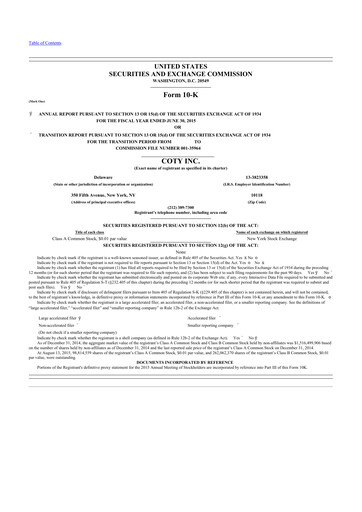 Thumbnail Coty 10-K Annual Report 2015