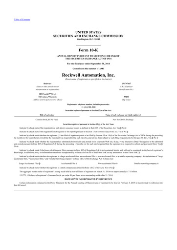 Thumbnail Rockwell Automation
 10-K Annual Report 2014