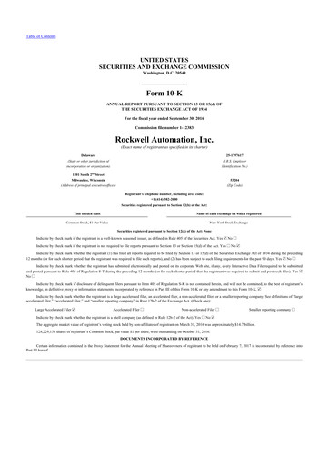 Thumbnail Rockwell Automation
 10-K Annual Report 2016