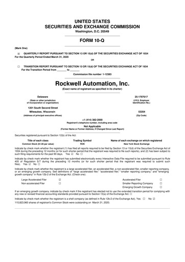 Vorschaubild Rockwell Automation
 10-Q Quartalsbericht 2020 
