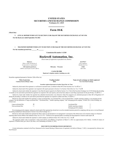 Thumbnail Rockwell Automation
 10-K Annual Report 2022