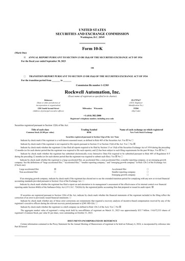 Thumbnail Rockwell Automation
 10-K Annual Report 2023