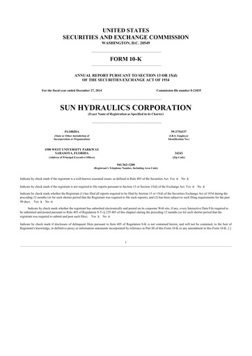 Thumbnail Helios Technologies 10-K Annual Report 2014