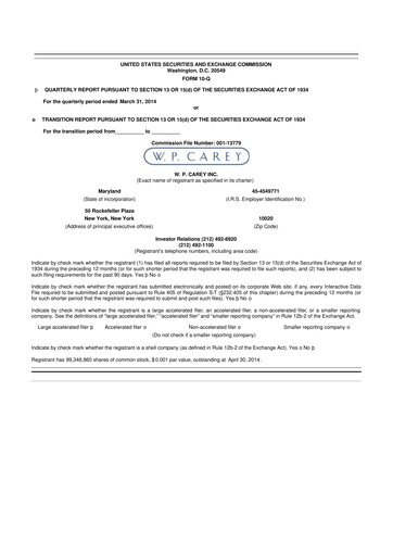 Thumbnail W. P. Carey 10-Q Quarterly Report FY2014 