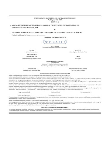 Thumbnail W. P. Carey 10-K Annual Report 2018
