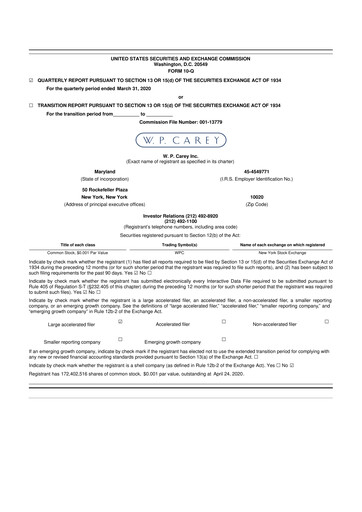 Thumbnail W. P. Carey 10-Q Quarterly Report FY2020 