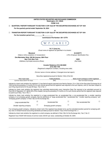 Thumbnail W. P. Carey 10-Q Quarterly Report FY2024 