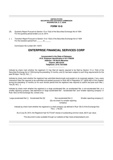 Thumbnail Enterprise Financial Services Corp 10-Q Quarterly Report FY2014 