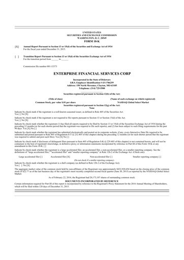 Vorschaubild Enterprise Financial Services Corp 10-K Jahresbericht 2015