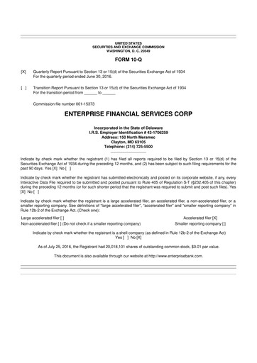 Thumbnail Enterprise Financial Services Corp 10-Q Quarterly Report FY2016 