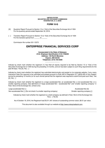 Thumbnail Enterprise Financial Services Corp 10-Q Quarterly Report FY2016 