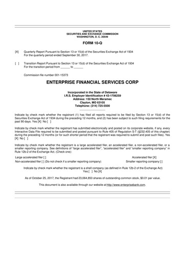 Thumbnail Enterprise Financial Services Corp 10-Q Quarterly Report FY2017 