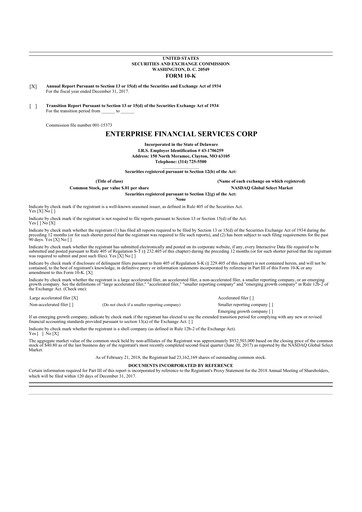 Vorschaubild Enterprise Financial Services Corp 10-K Jahresbericht 2017