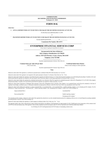 Vorschaubild Enterprise Financial Services Corp 10-K Jahresbericht 2018