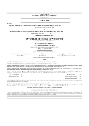 Vorschaubild Enterprise Financial Services Corp 10-K Jahresbericht 2019