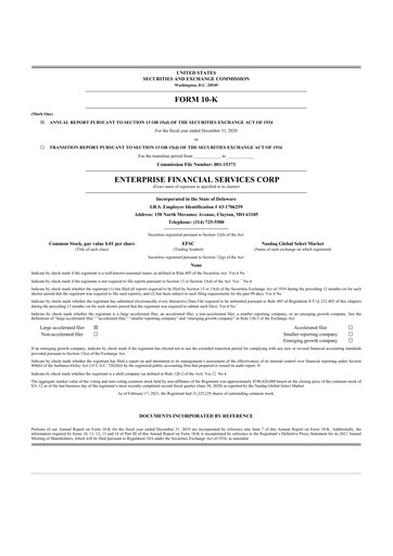 Vorschaubild Enterprise Financial Services Corp 10-K Jahresbericht 2020