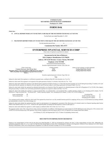 Vorschaubild Enterprise Financial Services Corp 10-K Jahresbericht 2021