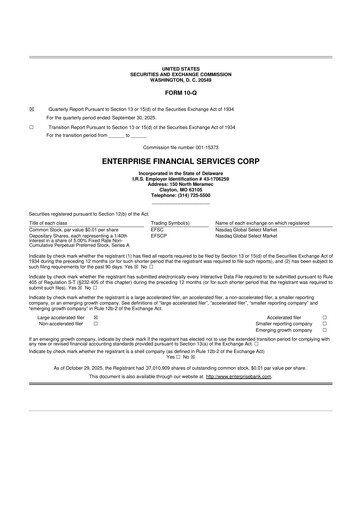Thumbnail Enterprise Financial Services Corp 10-Q Quarterly Report FY2025 