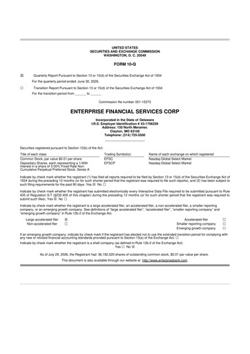 Thumbnail Enterprise Financial Services Corp 10-Q Quarterly Report FY2026 