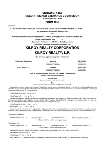 Thumbnail Kilroy Realty 10-Q Quarterly Report FY 