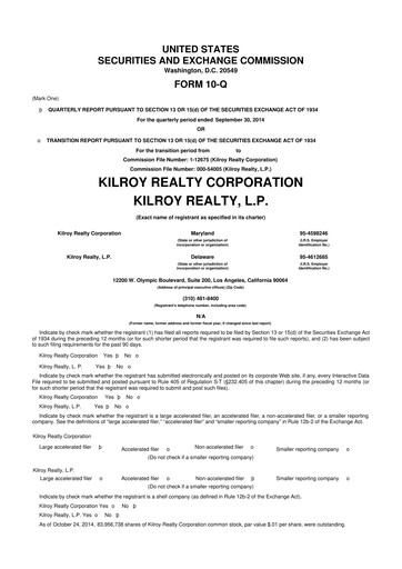 Thumbnail Kilroy Realty 10-Q Quarterly Report FY 