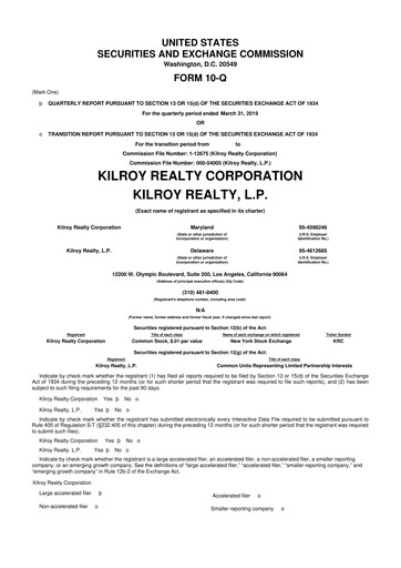 Thumbnail Kilroy Realty 10-Q Quarterly Report FY 