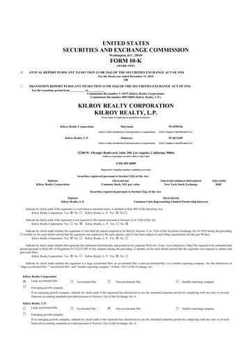 Thumbnail Kilroy Realty 10-K Annual Report 