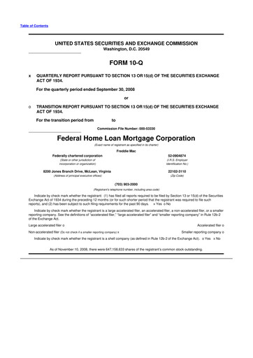 Thumbnail Freddie Mac
 10-Q Quarterly Report FY 