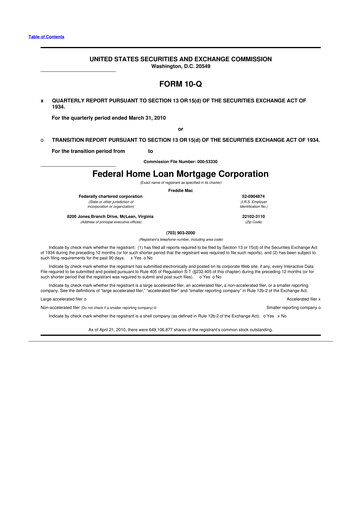 Thumbnail Freddie Mac
 10-Q Quarterly Report FY 