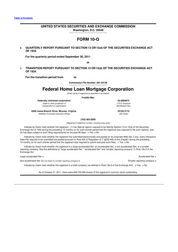 Thumbnail Freddie Mac
 10-Q Quarterly Report FY2011 