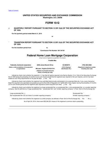 Thumbnail Freddie Mac
 10-Q Quarterly Report FY2014 