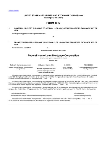 Thumbnail Freddie Mac
 10-Q Quarterly Report FY2015 