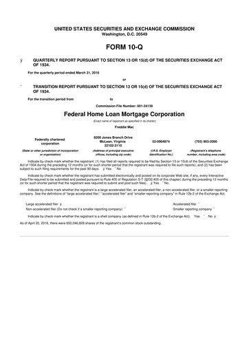 Thumbnail Freddie Mac
 10-Q Quarterly Report FY2016 