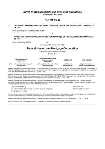 Thumbnail Freddie Mac
 10-Q Quarterly Report FY2017 