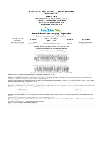 Miniature Freddie Mac
 10-K Rapport annuel 2018