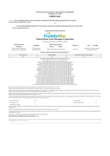 Miniature Freddie Mac
 10-K Rapport annuel 2019