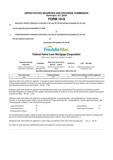 Thumbnail Freddie Mac
 10-Q Quarterly Report FY2020 